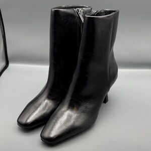 Anne Klein Black Leather Ankle Boots